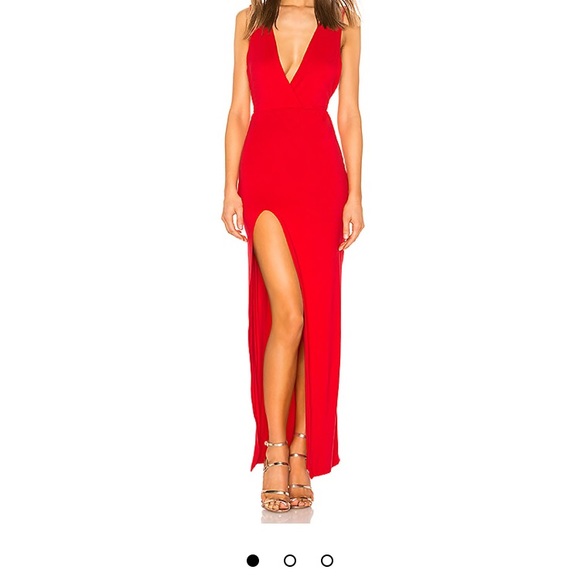 Red Deep V Dress - Picture 1 of 10